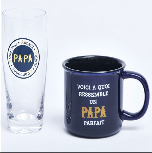 Duo tasse et verre à bière Papa