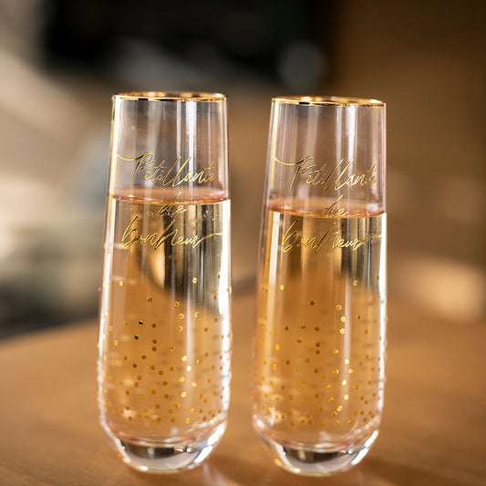 Duo bulles verres rose et or « Champagne »